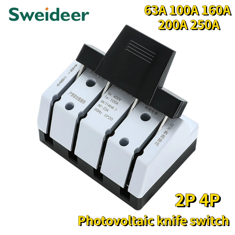 Photovoltaic Knife Switch 2P 4P HK18 Isolation Low Voltage Circuit Breaker 63A 100A 160A 200A 250A Disconnect Switch 400V