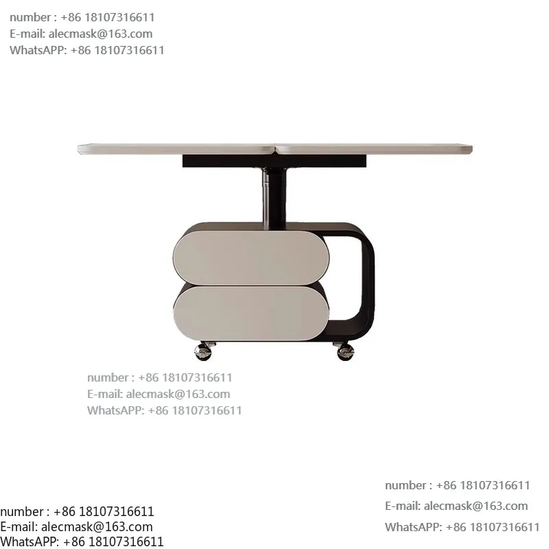 

Italian minimalist movable coffee table lifting folding rotating dining table rectangular living room household trolley side tab