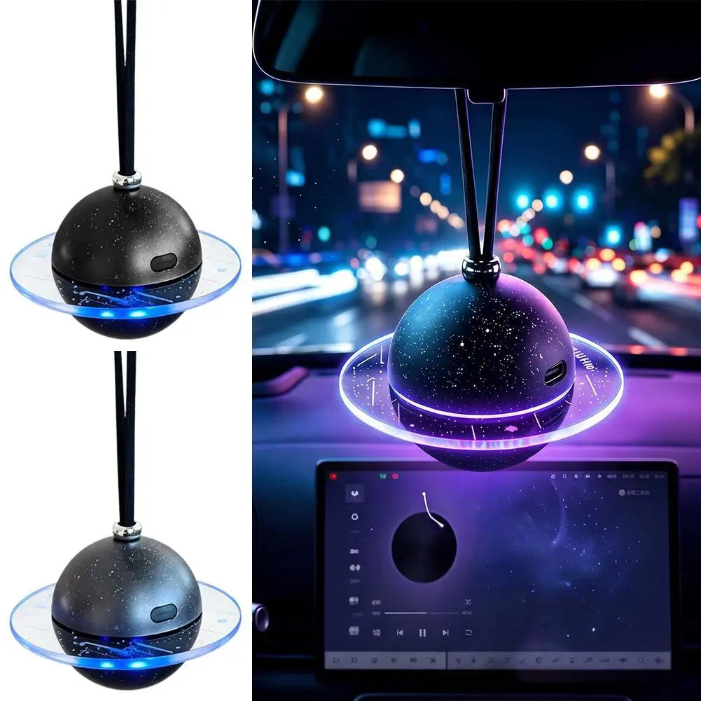 Planet Induction Car Aroma Diffuser with Starry Ambient Light，Multi-color ambient lights, free switching, long-lasting scent