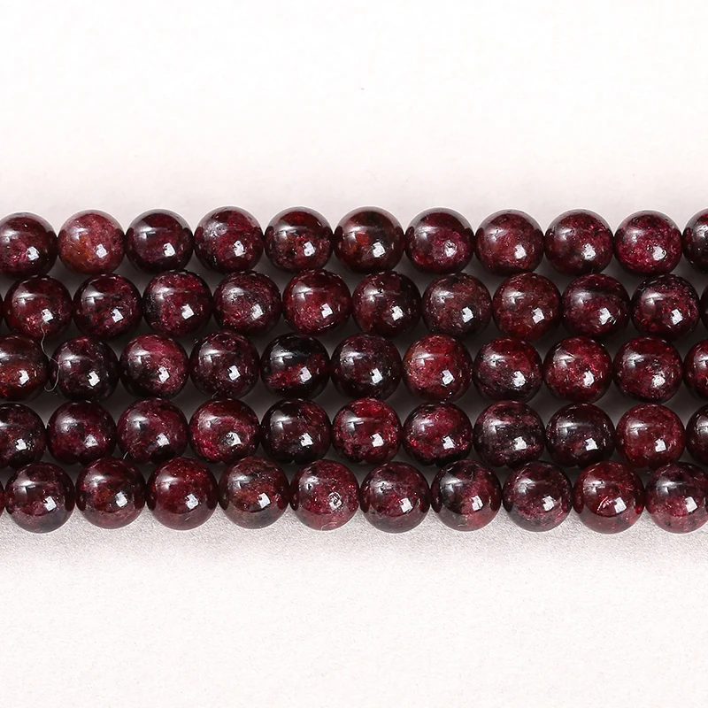 1A batu alami merah tua manik Garnet bulat longgar Spacer 4 6 8 10mm memilih ukuran untuk membuat perhiasan Diy kalung gelang Aksesori