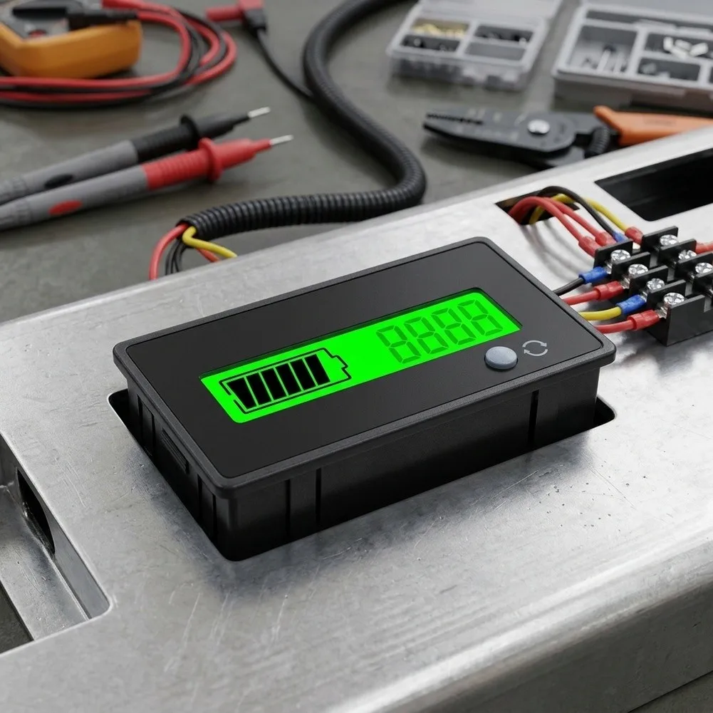 Waterproof For battery Voltage and SOC Display for 12V to 72V Lithium and Lead-Acid For battery Monitoring Applications