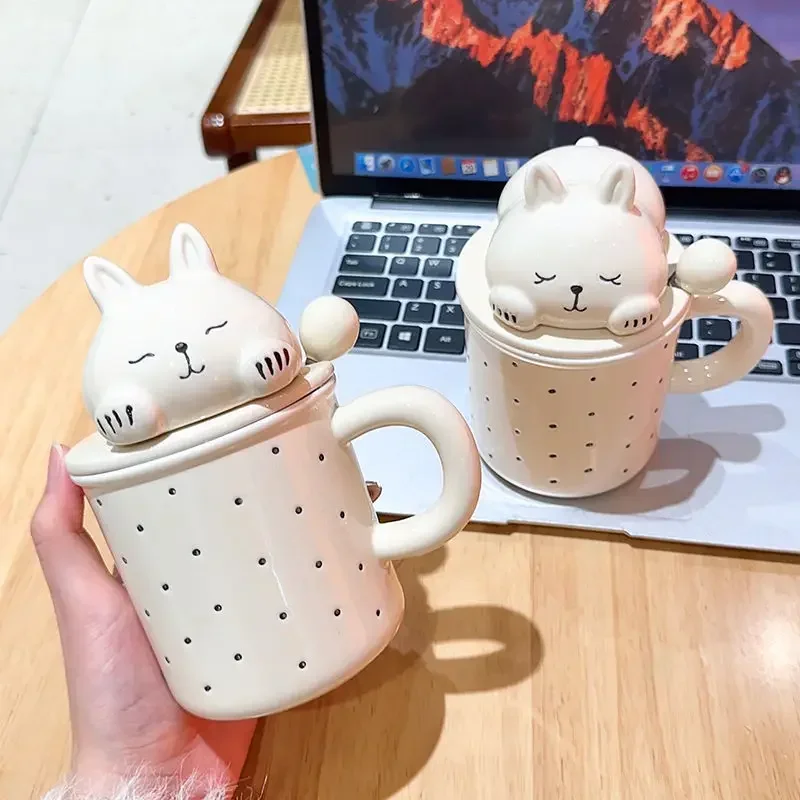 

Sleeping Rabbit Mug Shaped Ceramic Spoon,400ml Mugs Girls,students,breakfast Milk,coffee Cups,Drinkware,decor,birthday Gifts