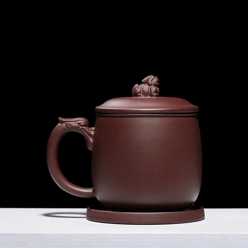 430ML Dragon Seal Yixing Purple Clay Mugs Hand Made Liner Zisha Teacups Traditional Chinese Drinkware Cup