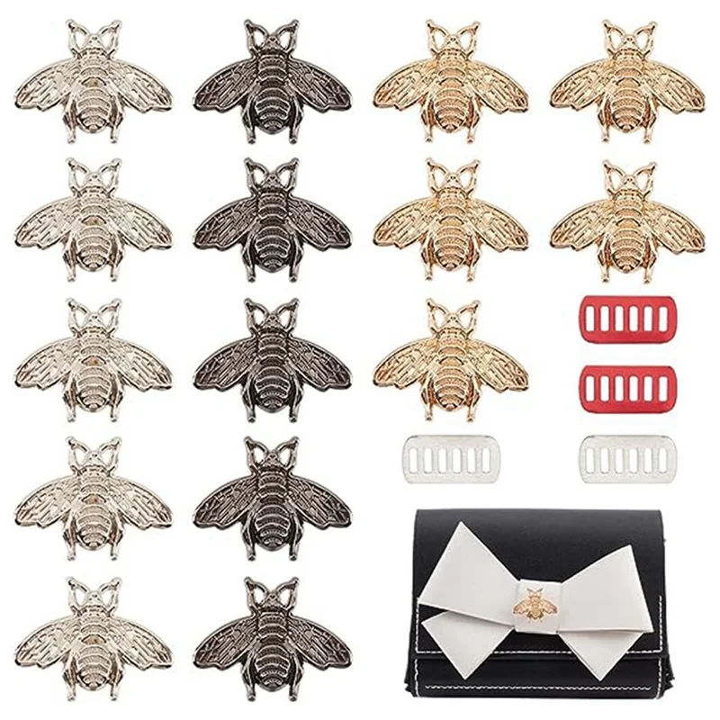 15PCS Decorative Clip Buckles, Retro Bee Decorative Bags Buckle Clips Craft Purses Leather Removable Shoe Buckles,A