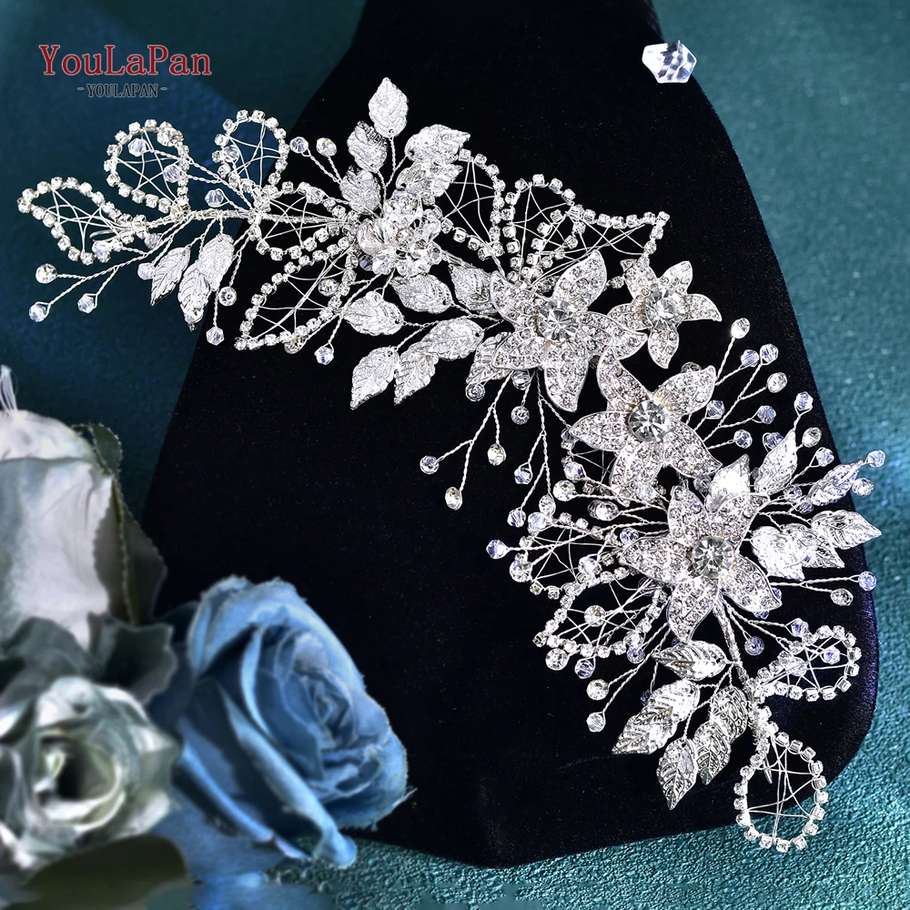 YoulaPan-Flor Coroa e Tiara para Mulheres, Acessórios para Cabelo do Casamento, Concurso Coroa, Jóias Headband, Diamante Headpiece, HP282