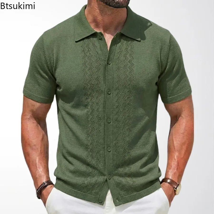 2026 New Men's Business Casual Polo Shirt Summer Short Sleeve Knitted Lapel Breathable Tops High Quality Versatile Shirt for Men