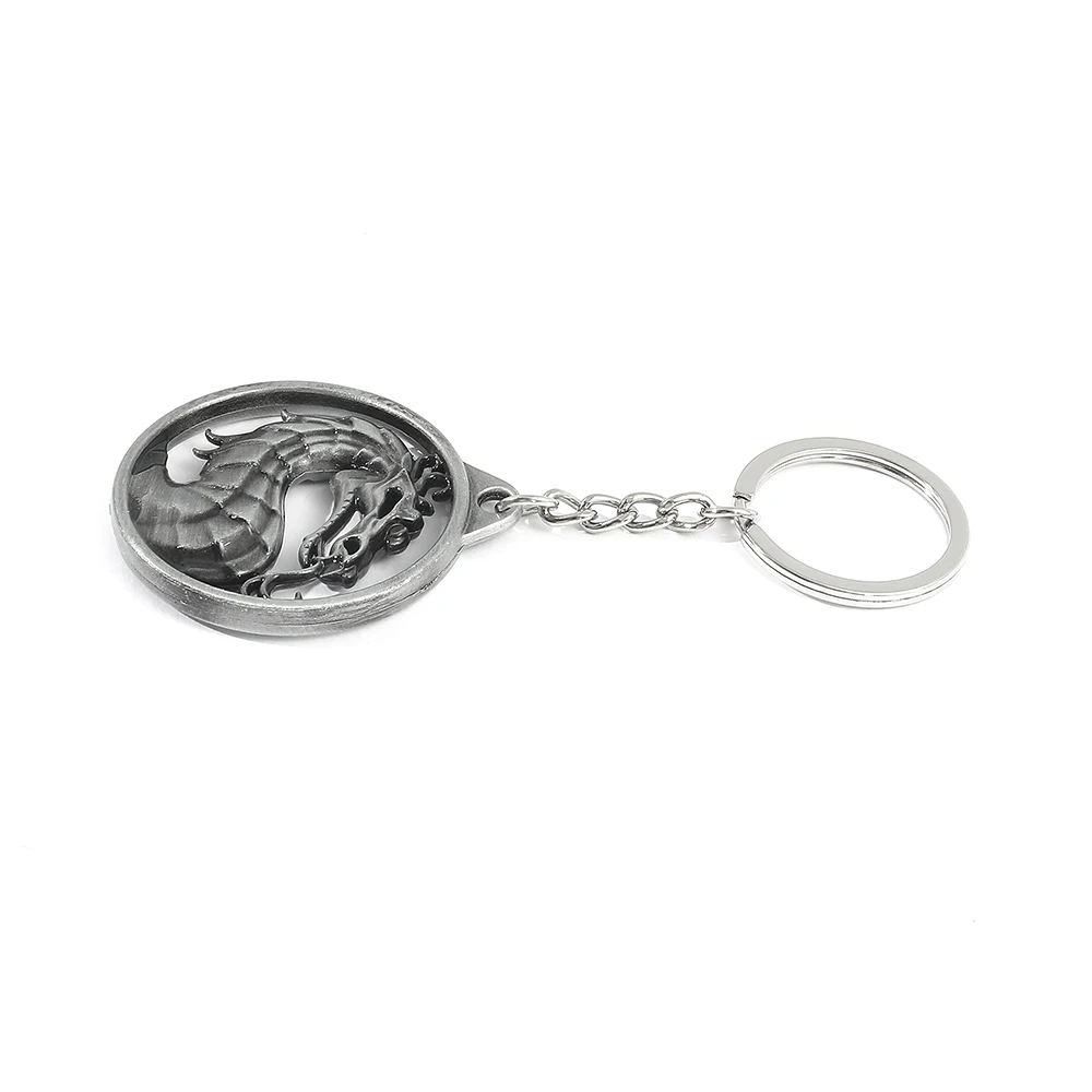 Game Mortal Kombat Keychain Fashion Vintage Charm Dragon Totem Metal Keyring Holder Gift for Men Car Key Accessories