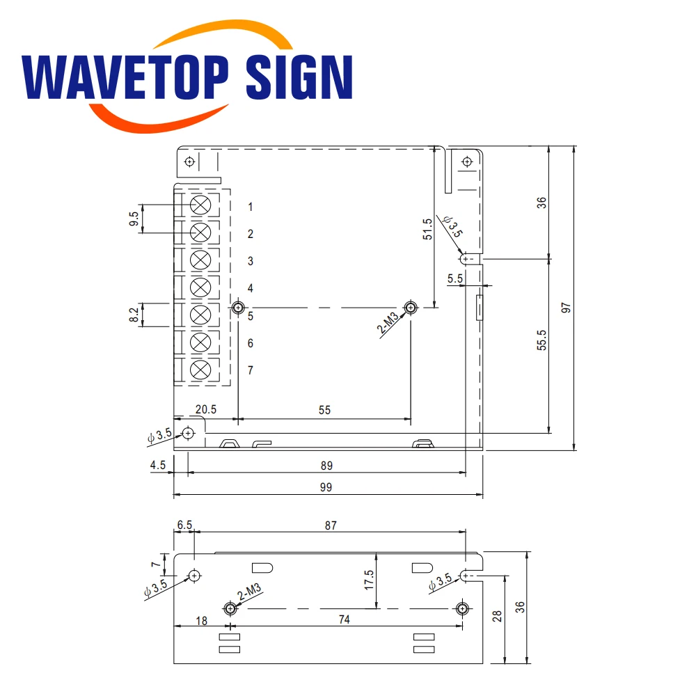 Imagem -02 - Wavetopsign Switch Power Supply Rd50a 5v 12v Saída Dupla Rd-50b 5v 24v para Máquina de Corte a Laser de Co2