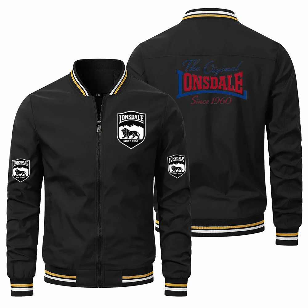 LONSALE1960 Men's High Collar Zipper Casual Jacket, Spring and Autumn, Outdoor Sports Jacket, Windbreaker, Raincoat, Firefighter