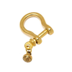 1x Brass Carabiner D Bow Shackle with Silent Bell Fob Key Ring Keychain Hook Screw Joint Connector Buckle