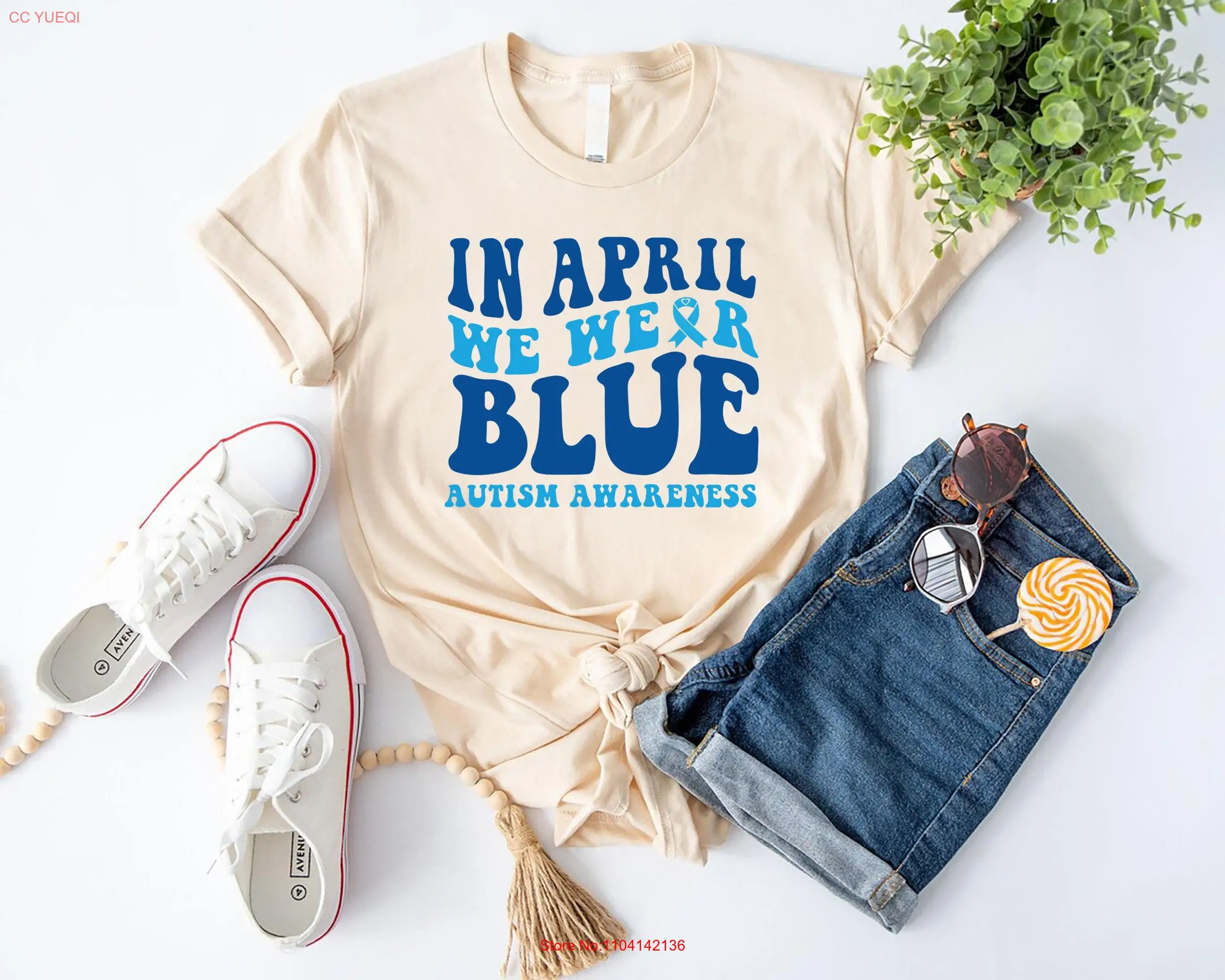 

Autism Awareness T Shirt In April We Wear Blue Month Group long or short sleeves