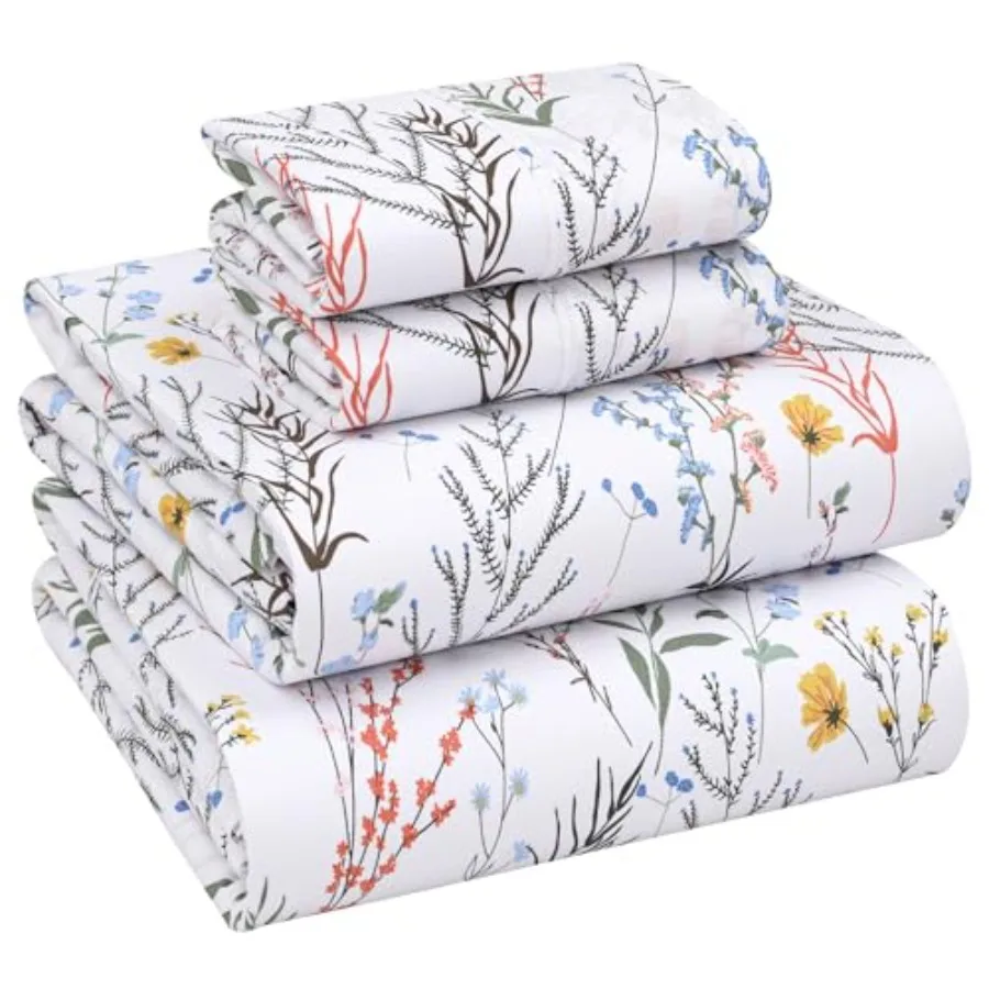 

100% Cotton Sheets Size Percale Bedding Cooling and Breathable Floral Design Durable with a Crisp Soft and Comfortable Feel 16"