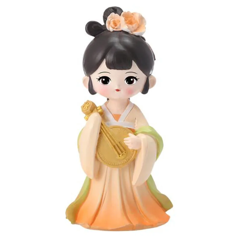 Chinese Style Tang Dynasty Resin Crafts Ancient Rhyme Beauty Women Miniature Figurine Home Decoration Ornament