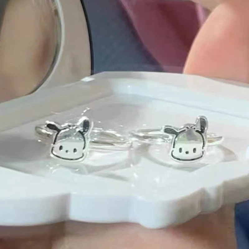 Cartoon Creative Pochacco Adjustable Rings Cartoon Anime Figures Ring For Women Girls Fashion Cute Sweet Ring Birthday Gifts