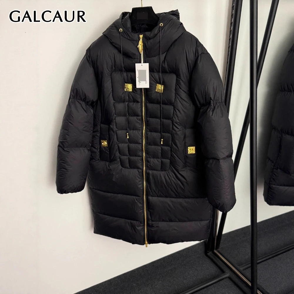 

GALCAUR черная куртка на пуговицах женская с капюшоном и длинным рукавом свободная уличная одежда для поездок на работу женские куртки зимний стиль модная новинка