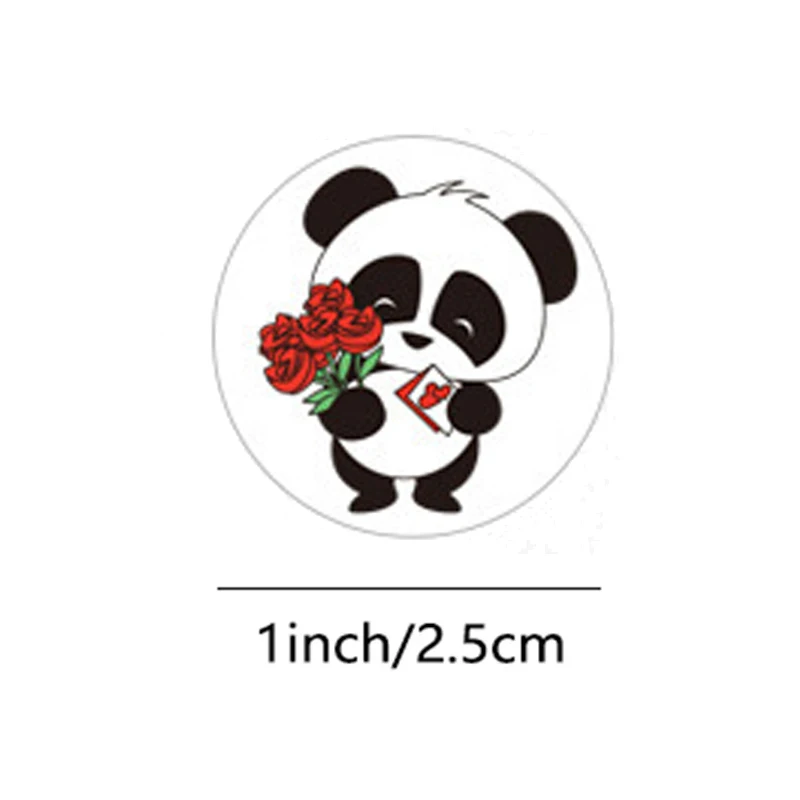 500pcs Panda Cute Cartoon Label Stickers 1 Inch Children Reward Sticker for Gift Decoration Envelope Sealing Stationery Stickers