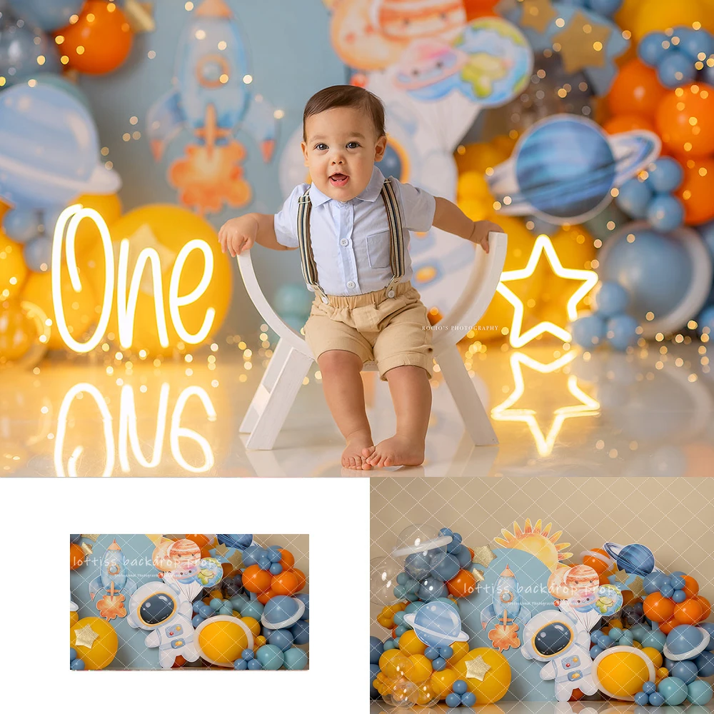 Spaced Astronaut Backdrops Kids Baby Photography Child Birthday Cake Smash Photocall Spaceman Backgrounds