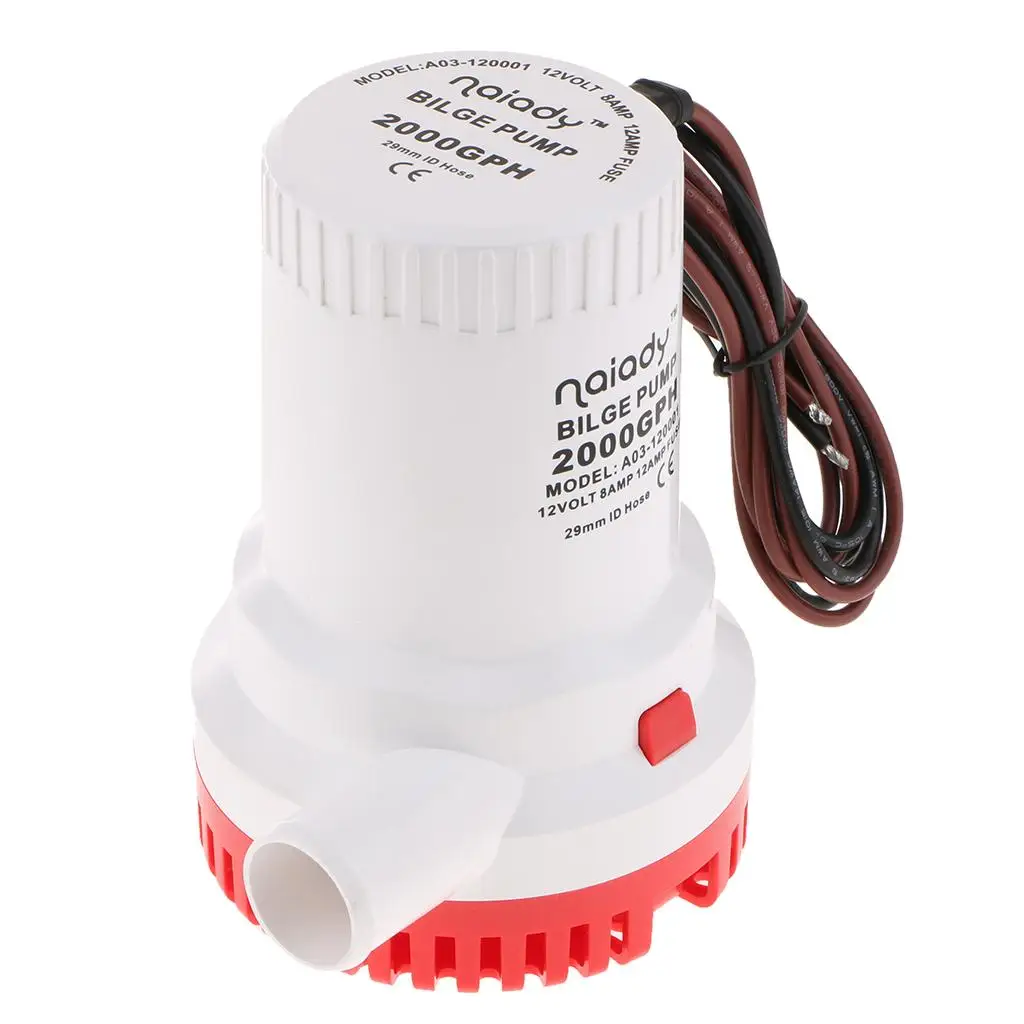 

12V 2000GPH Bilge Pump High Flow Submersible DC 12V Electric Water Pump for Marine Motorhome Boat Yacht Runabout Cruiser RV
