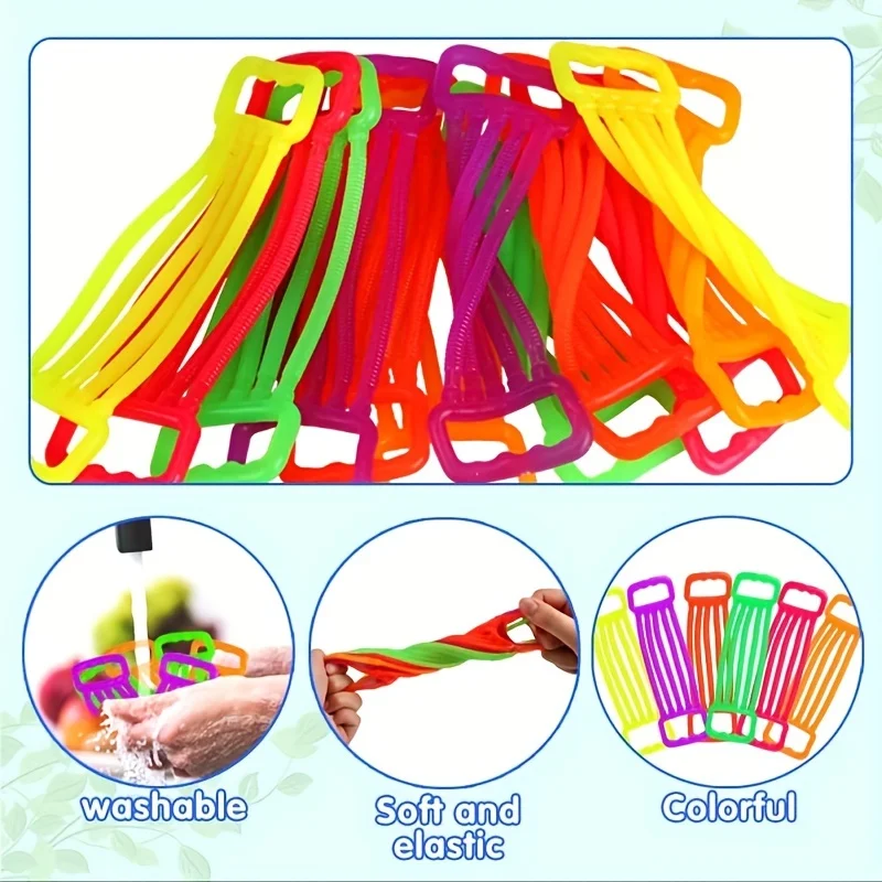 1/60pcs Soft Tpr Elastic Bands - Relax Fidget Toys For Teens & Adults, Perfect For Party Favors & Gifts, Colors Vary