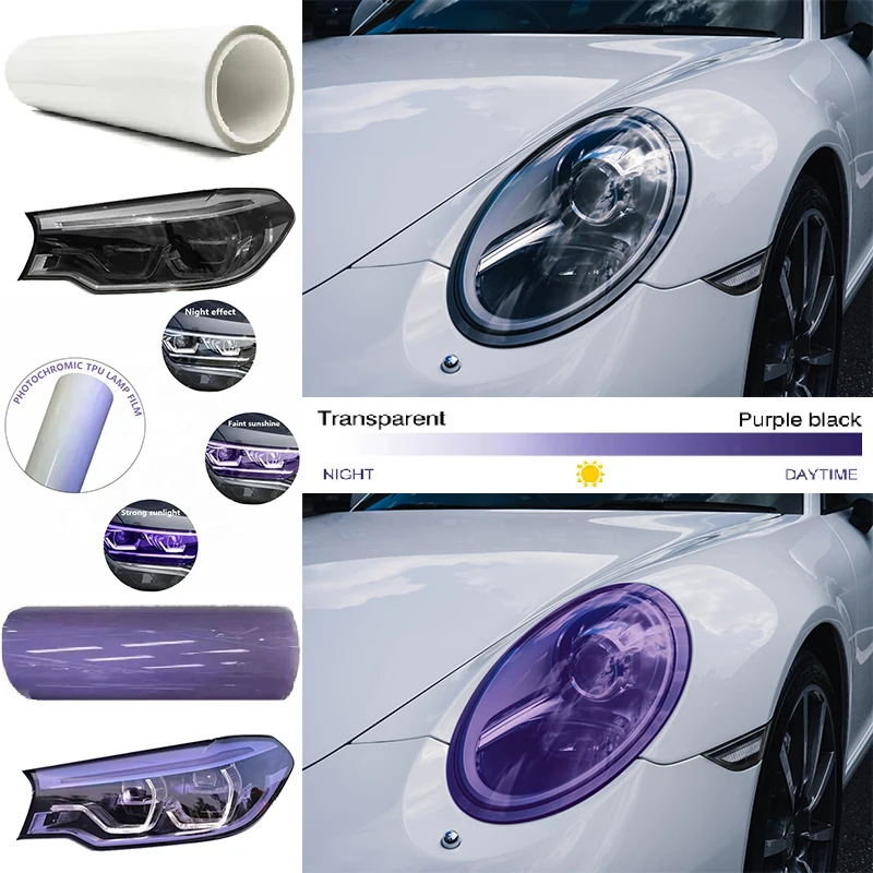 

50CM 40CM 30CM Car Styling PPF TPU Smart Photochromic Headlight Protection Film Color-Changing Self-healing Anti-scratch Film