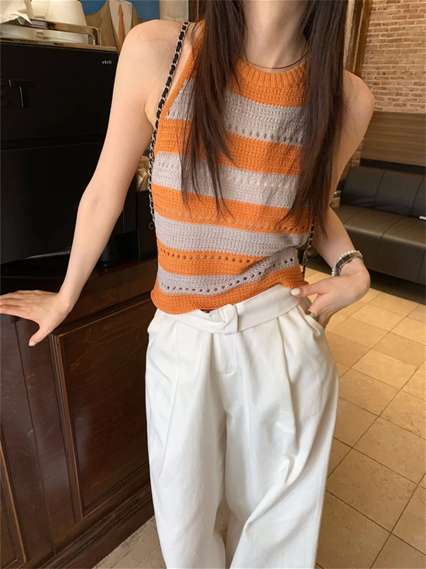 Alien Kitty Chic Summer Stripes Women Camis Off Shoulder High Street Mopping Pants Casual Wide Leg Straight Office Lady Loose