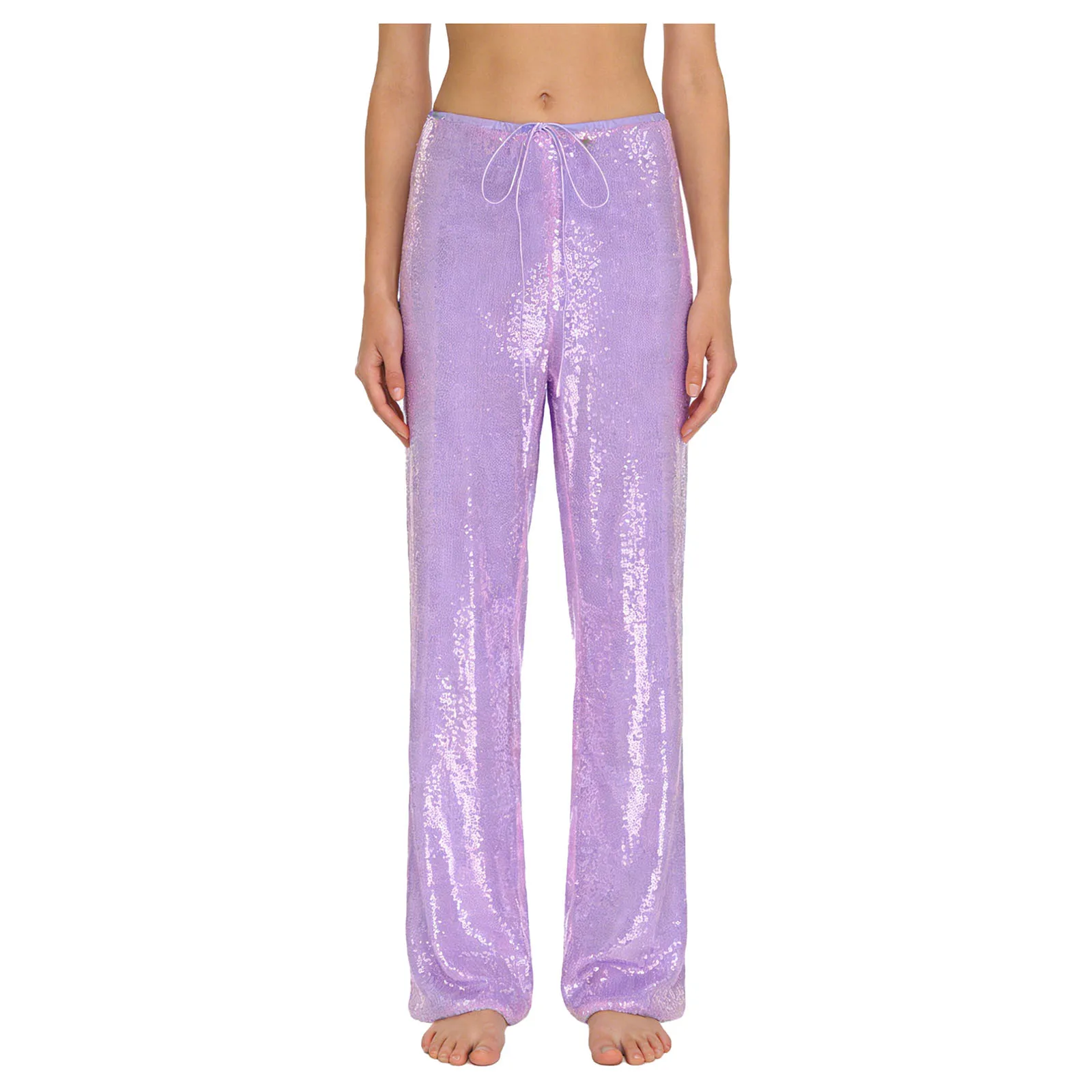 

Женские блестящие брюки с пайетками, полностью подкладные, с завязками на талии, широкие прямые штанины, длинные, для ночного клуба, дискотеки, сцены, танцев