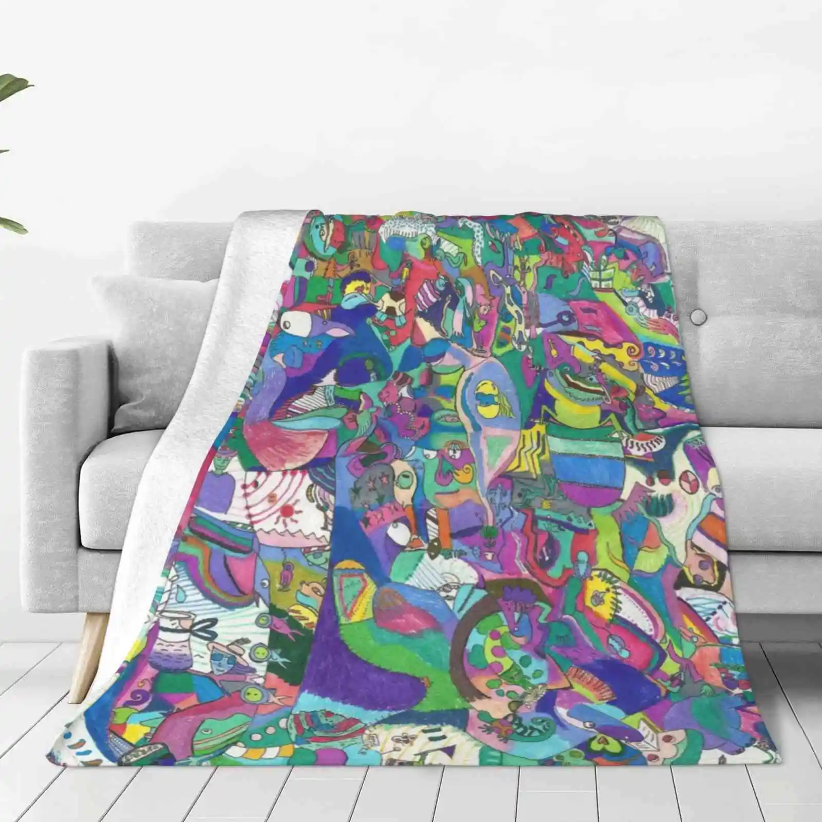 Inkling Of Dreaming Creative Design Comfortable Warm Flannel Blanket Ink Fantasy Colorful Detailed Hues