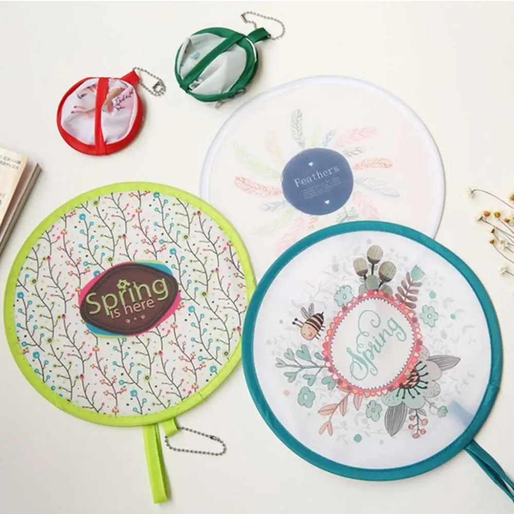 Japanese Style Fashion Collapsible Cartoon Handheld Pocket Size Home Decor Foldable Fan Party Favor Round Fan