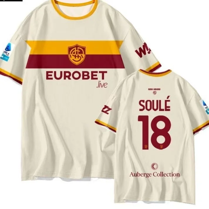 26-27 Saison Roma Team Auswärtstrikot 3D-Digitaldruck Schnelltrocknendes Kurzarm-T-Shirt für männliche Fans mit Familien-Matching – Detail 4