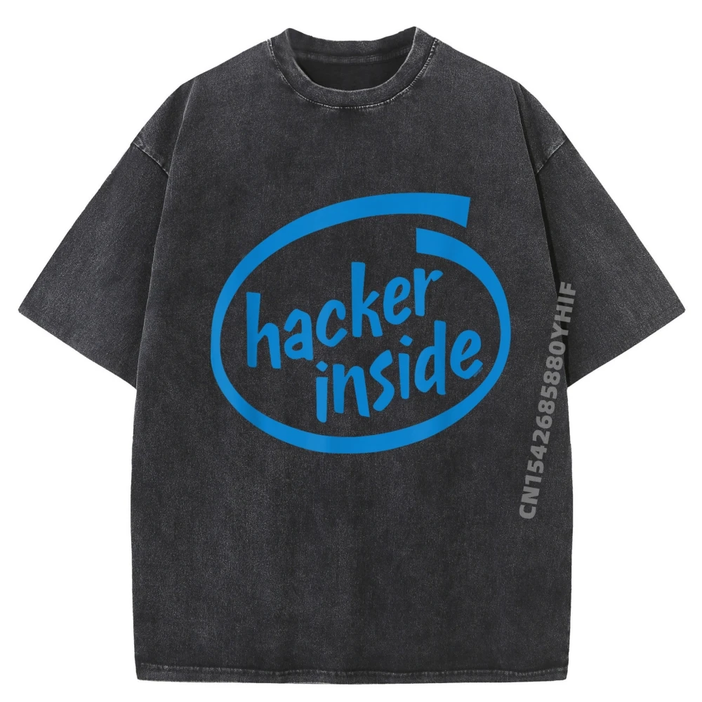 

Hacker Inside Computer Men Clothes Graphic T Shirt Men Trend Washed Shirt Men Cotton Oversized Summer Casual Clothes