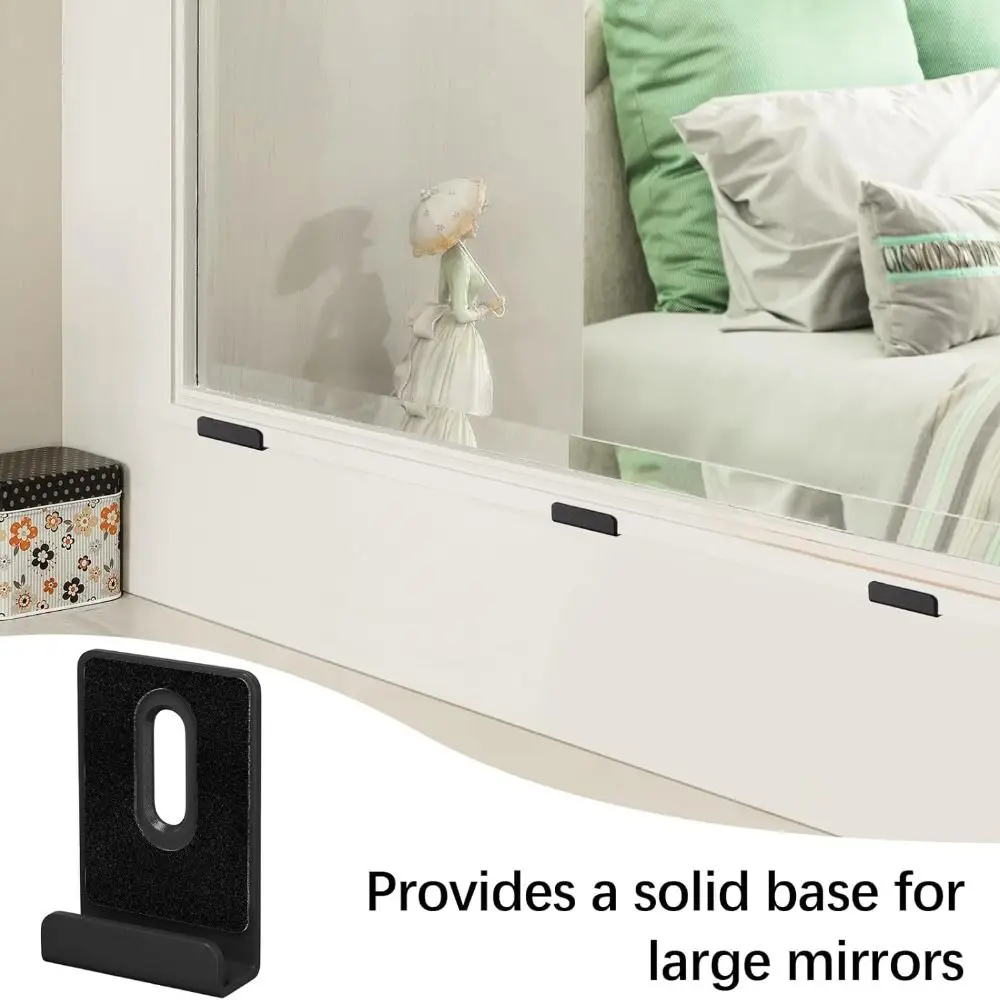 4pcs 304 Stainless Steel Mirror Clips Included Screws Matte Black Mirror Holder Rubber Pads Mirror Brackets Wall Decor