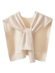 AOSSVIAO Spring Autumn Korean Knitted Shoulder Women's Knot Solid Color With Air Conditioning Small Shawl To Protect Neck Pink
