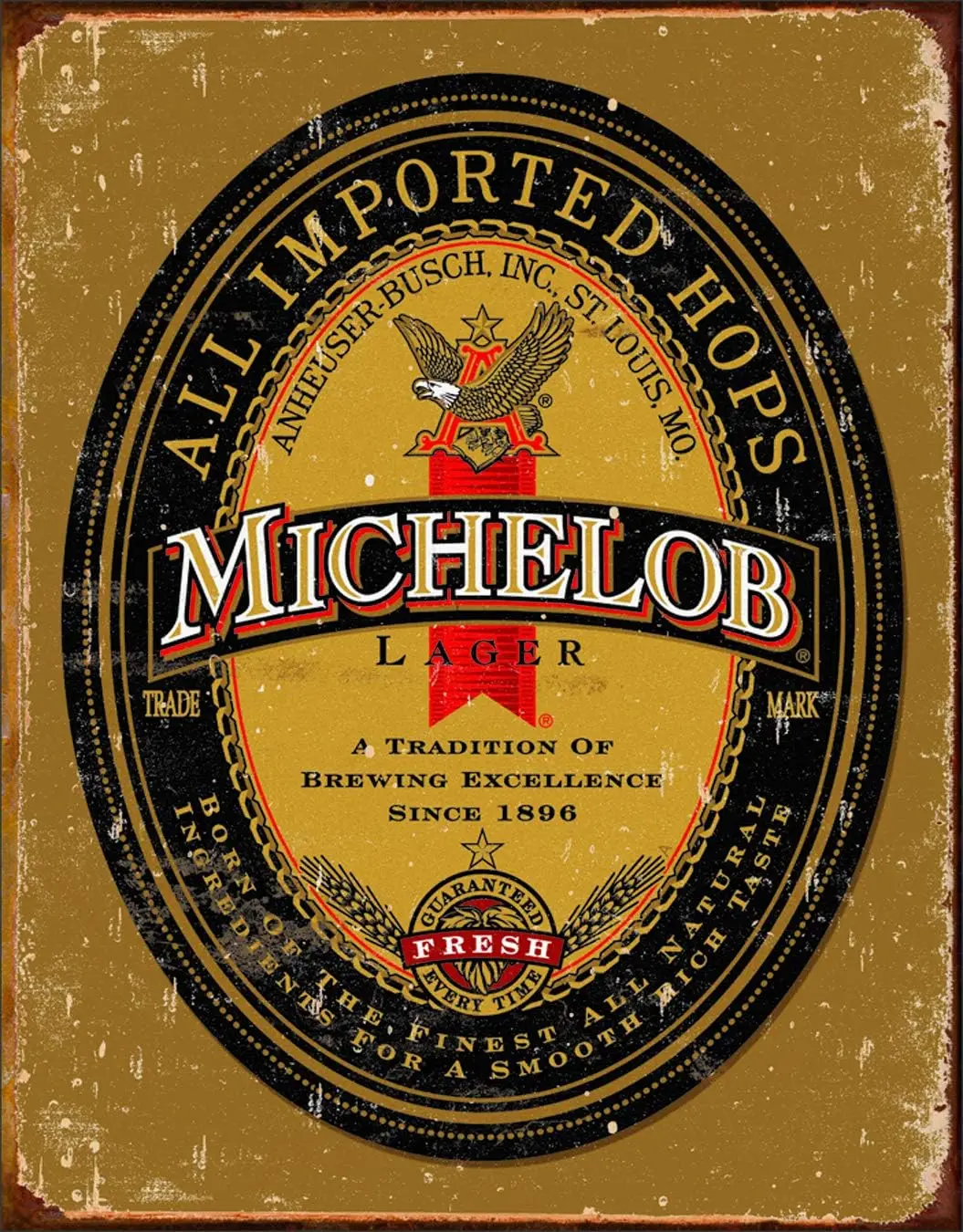 Letrero de metal con logotipo de Michelob de Desperate Enterprises - Decoración de pared de metal vintage nostálgica - Hecho en EE. UU., aluminio