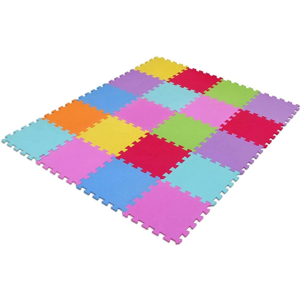 Tikar bermain Puzzle Modular berwarna 20 buah 30X30 cm busa Eva lembut karpet Puzzle anak-anak untuk Tatami