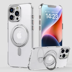Luxe magnetisch 360° ° Rotatie Stand Skin Feel Doorschijnend hoesje voor IPhone 17 16 15 14 13 Pro Max 16 Pro met Ringhouder Cover
