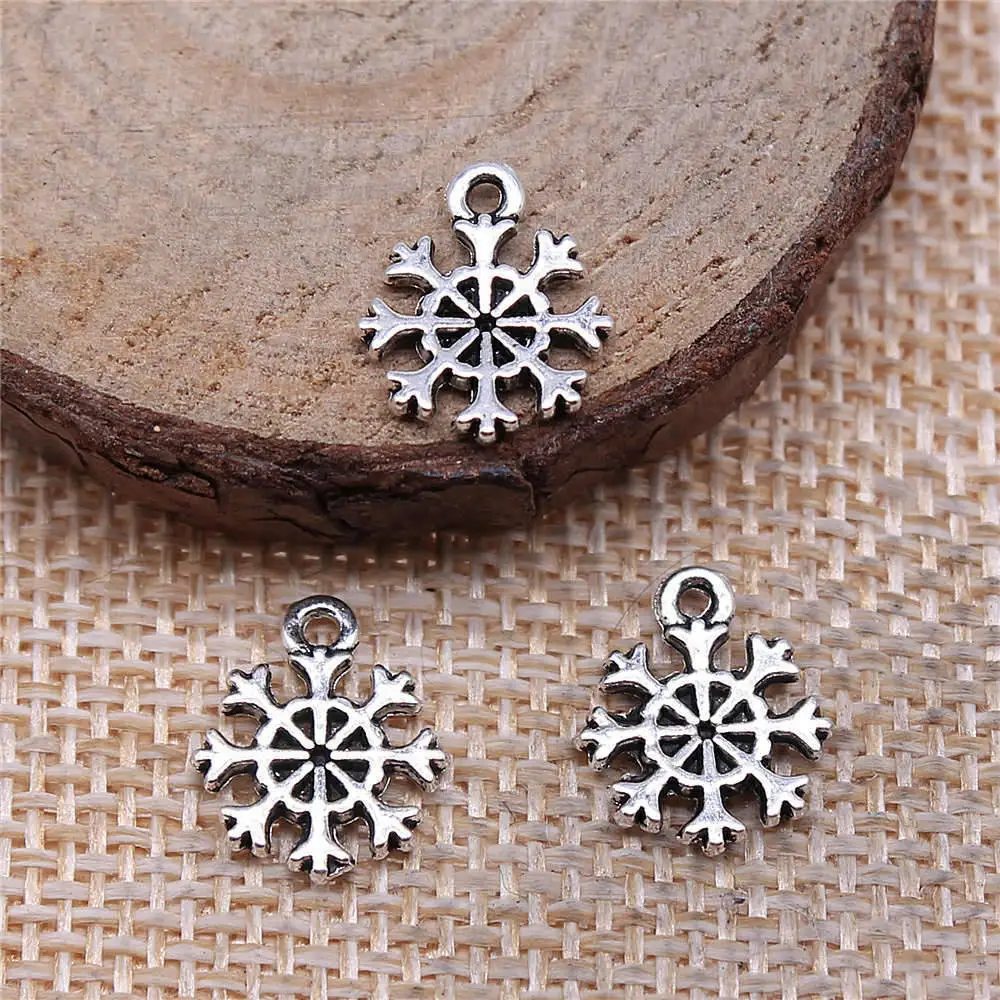 Components Snowflake Charms Jewelry Materials 11x13mm 20pcs