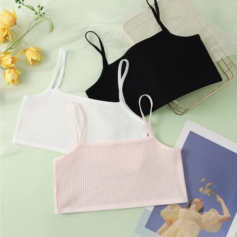 Cotton Soft and Comfortable Lingerie for Girls in Their Developmental Stage Tank Top Solid Color Minimalist Student Underwear