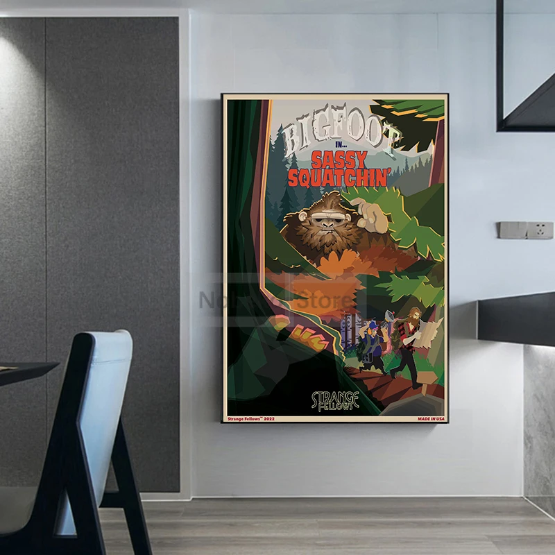 Strange Fellows Vintage Movie Posters Mysterious Monster Prints Canvas Painting Wall Art Pictures Home Room Retro Decoration