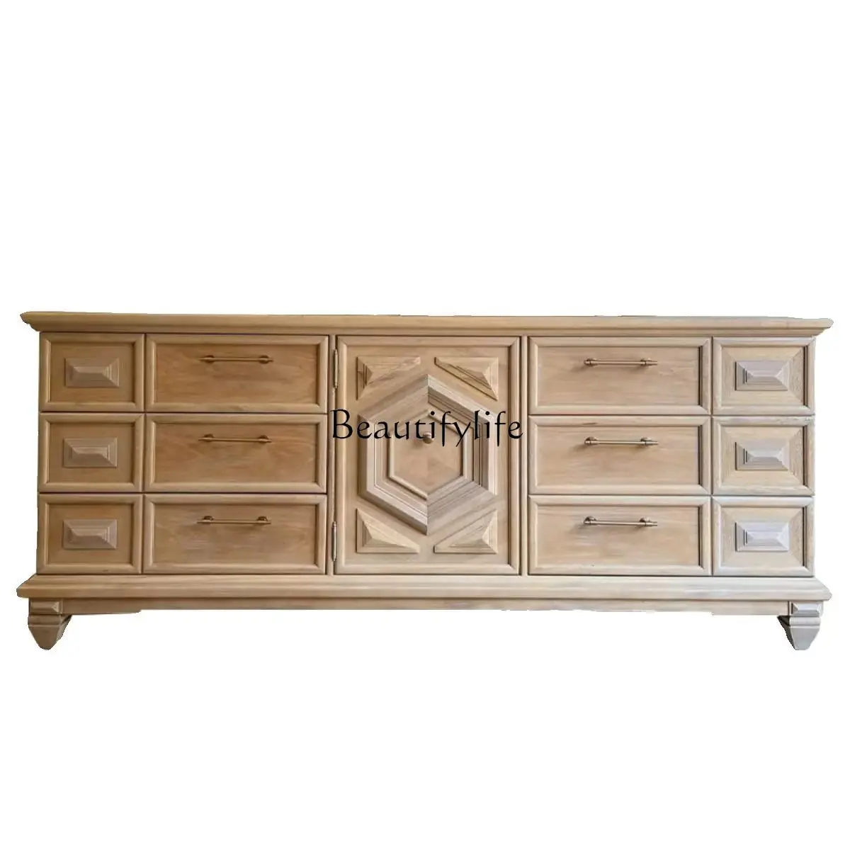 

French country carved solid wood TV cabinet small apartment entrance side cabinet