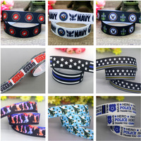 DHK 50yards Usa Army Guard Blue Brothers Dog Paw Printed Grosgrain Ribbon Accessories Headwear Collar DIY Sewing Craft S2547