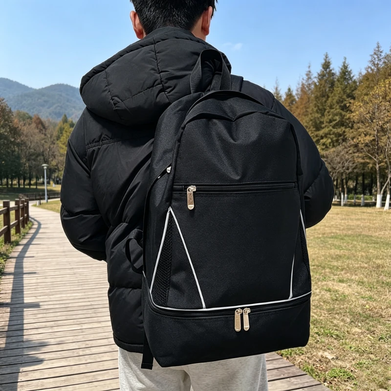 Football Training Backpack,Customizable Night‑Reflective Sports Storage Bag with Independent Shoe Compartment forSoccer Training