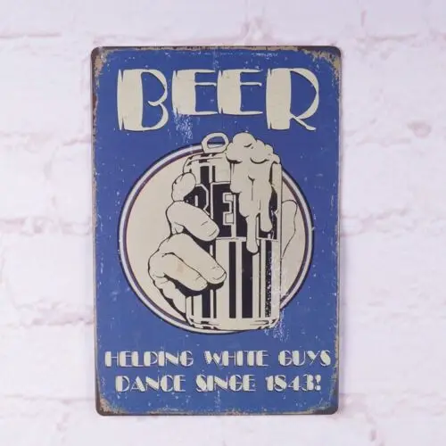 Antique Beer Helping Guys Dance Metal Tin Signs Bar Home Pub Wall Decor