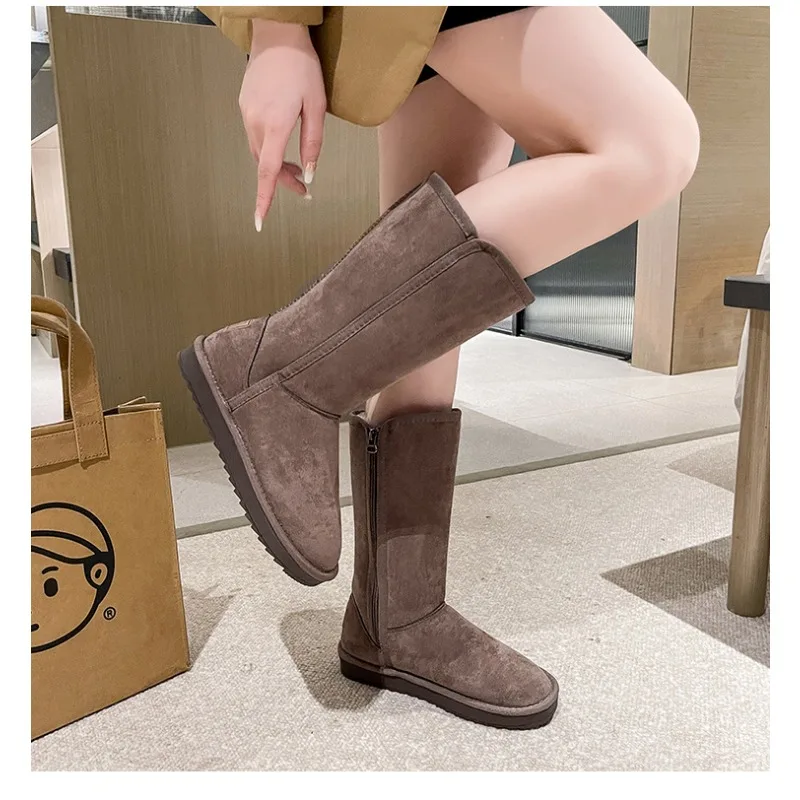 Women Shoe Classic Ladies Girl Winter Snow Boots 2024 Waterproof Warm Genuine Leather Fur Australia Plus Velvet Knee High