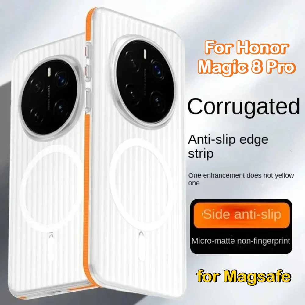 Matte Klare Kofferstreifen-Hülle für Magsafe N52 Magnetische Schutzhülle für Honor Magic 8 7 Pro Sturzsichere Ultradünne Minimalistische Schutzhülle