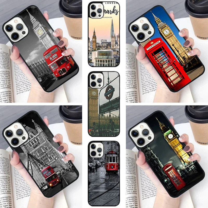 Famous London Landmarks Street Sign Phone Case For iPhone SE2020 15 16 14 13 12 11 Pro Max Coque 8 PLUS 7 mobile fundas cover