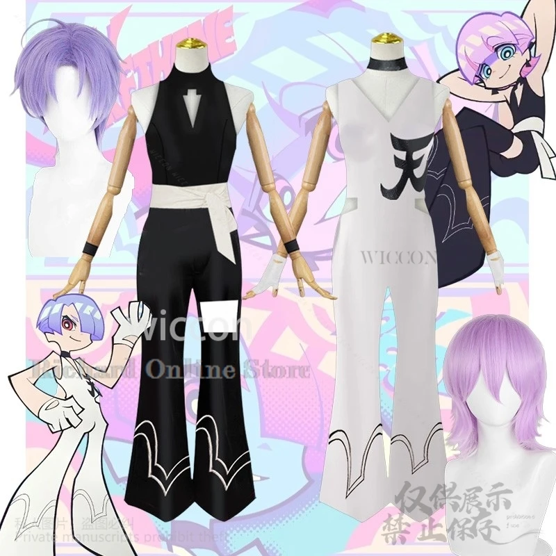 

New PANTY & STOCKING With GARTERBELT Cosplay Polyester Polyurethane Costume Cute Boy Jumpsuit Black White Uniform Wig Customized