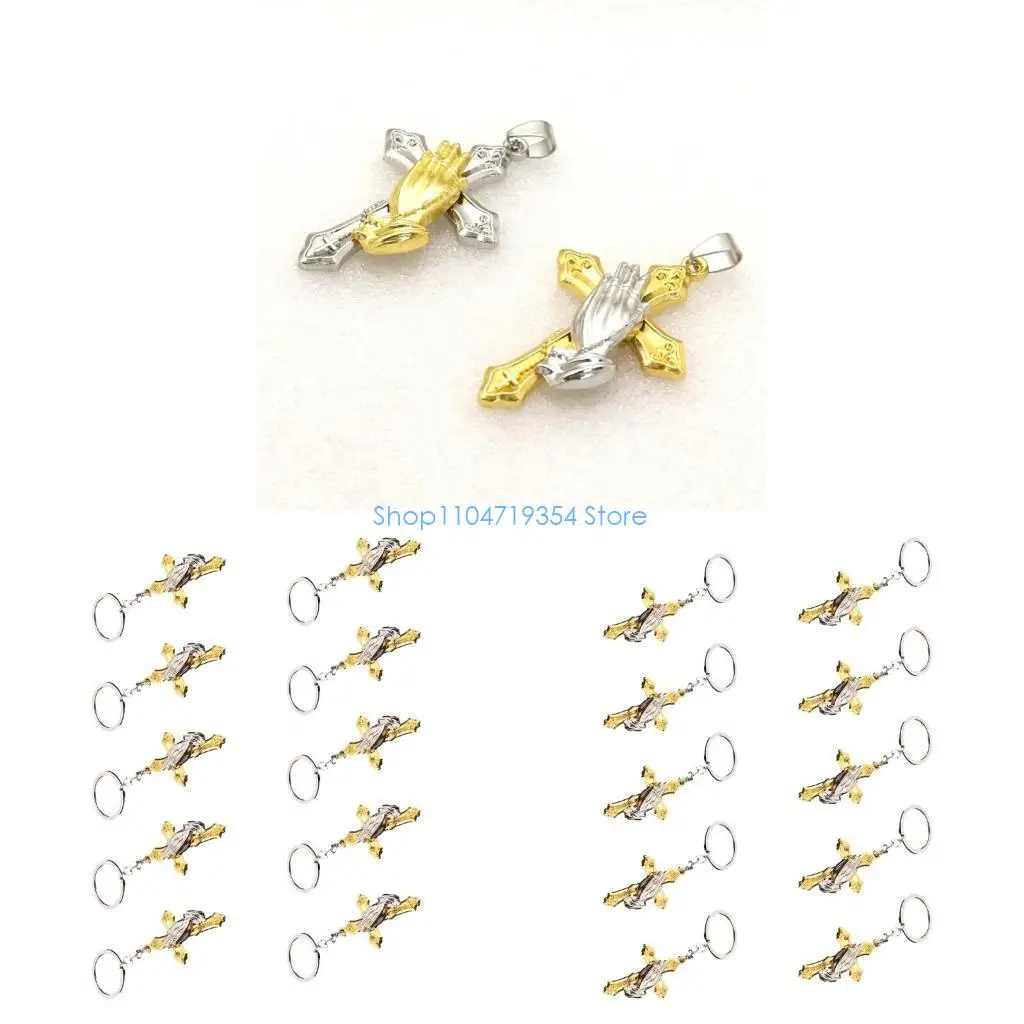 0XLD Elegant Metal Necklace Crucifix Pendant Religious Significance Catholic Decor