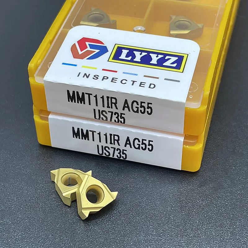 10個のmmt11ir mmt11er ag55 vp15tf/us735スレッドターニングツールブレードcnc旋盤スロットスレッドナイフ