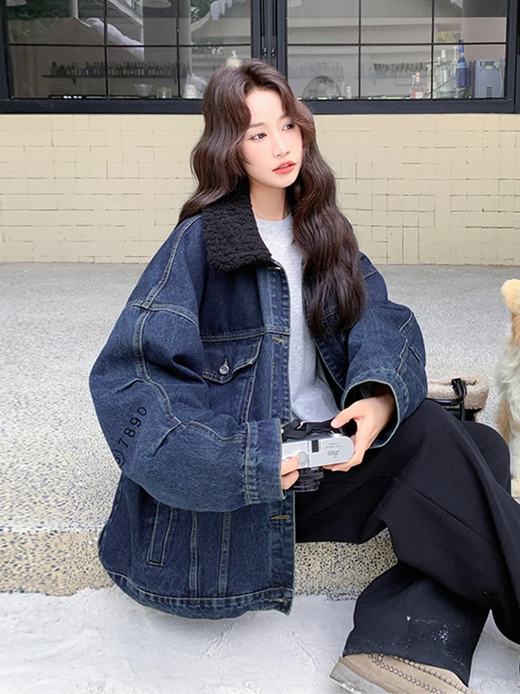 

Женская повседневная белая пуховая парка: гарантированное тепло, модный зимний короткий жакет свободного кроя с джинсовым дизайном