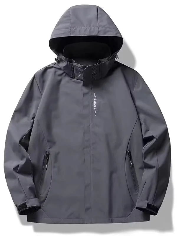 

Мужское повседневное ветрозащитное пальто с капюшоном на молнии, свободное пальто из полиэфирного волокна, длинное све, повседневное пальто обычной длины с принтом